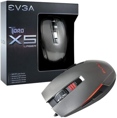 EVGA RGB Gaming Mouse TORQ X5L USB Wired Laser 8200 DPI 8 Button 901 X1 1051 KR $8.99