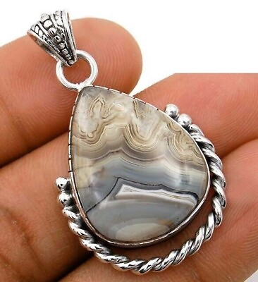 #ad Natural Crazy Lace Agate 925 Solid Sterling Silver Pendant Jewelry NW9 5 $30.99