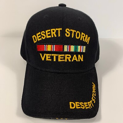 #ad Desert Storm Veteran US Honor Hat Cap Black Adjustable $14.00