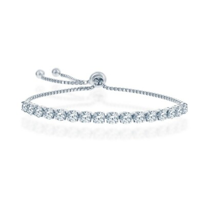 #ad Sterling Silver 4mm Crystal quot;Aprilquot; Swarovski Adjustable Bracelet $44.42