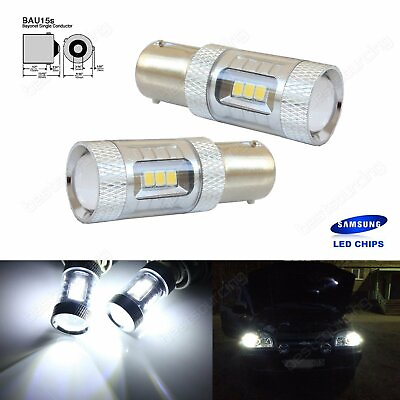 #ad Pair 581 PY21W BAU15s 2835 LED Bulb Rear Reverse Tail Parking Light Lamps White $8.89