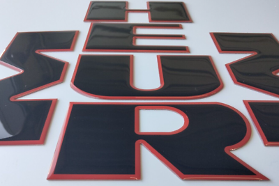 #ad BLACK RED OUTLINE 3D DOMED RAISED REAR LETTER INSERTS FOR HUMMER H2 US MADE $39.75