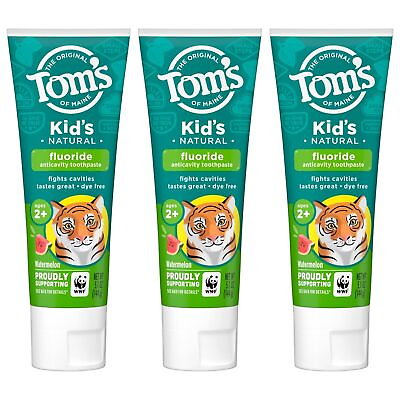 #ad BL Toms Natural Toothpaste Kids Anti Cavity Watermelon 5.1oz THREE PACK $27.29