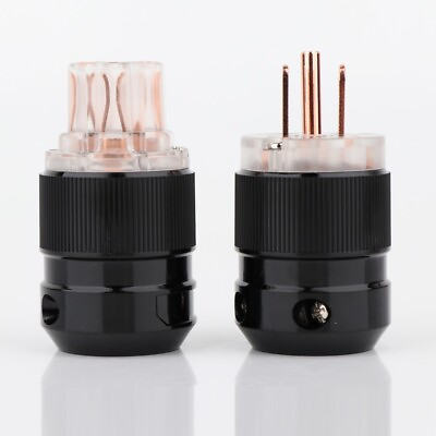 #ad Pair Hifi Audio US AC Pure Copper Power Plug Male amp; IEC Female Connector $11.40
