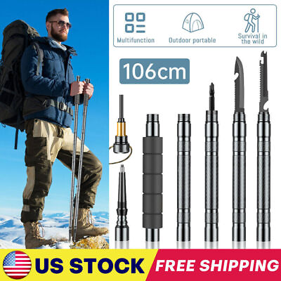 #ad Tactical Trekking Poles Survival Walking Cane Camping Hiking Stick Portable US $20.89