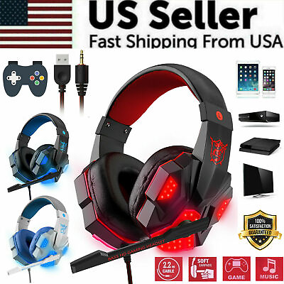 HEADSET Stereo Headphones Mic LED Gaming For PS4 Xbox Nintendo Switch PC 3.5mm $14.99