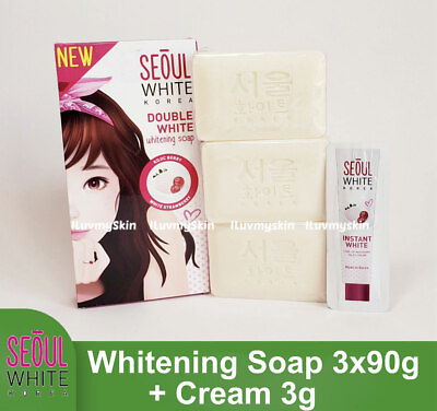 #ad Seoul White Korea Double White Whitening Soap Triple Pack 90g with Cream 3g $25.99