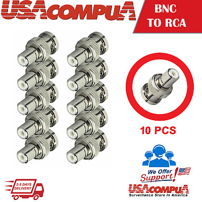 #ad 10Pcs BNC Male to RCA Female Coax Coaxial Connector Adapter for CCTV camera $3.99
