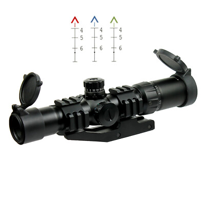 #ad 1.5 4x30 Tactical Rifle Scope Green Blue Red Chevro Reticle w Cantilever Mount $65.99