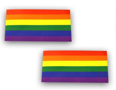 #ad 2 Rainbow sticker Gay pride Rectangle Shaped 2x1.25in $1.09