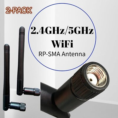 #ad 2 pack RP SMA Antenna for WiFi 2.4GHz 5Ghz Wireless Router or Card Female Pin $3.79