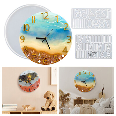 #ad Round Wall Clock Dial DIY Silicone Mold Digit Epoxy Resin Casting Crafts Supply $17.55
