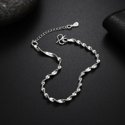 #ad 925 sterling silver Twisted wire blade chain Bracelets for Women fashion jewelry C $2.58