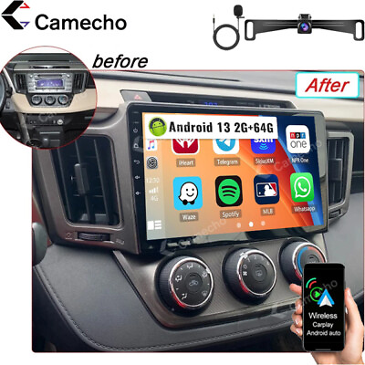 #ad 64G For Toyota RAV4 2013 2018 Carplay 10.1quot; Car Stereo Radio Android 13 GPS Navi $149.99