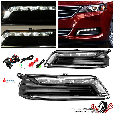 #ad For 2014 2020 Chevy Impala Clear Lens LHRH LED DRL Fog Light WiringSwitch Kit $48.00