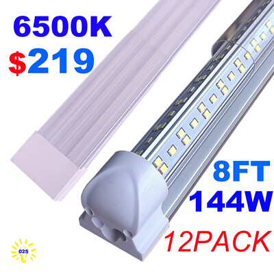 #ad 12 Pack 8#x27; Led Bulbs 144W 8Foot Led Tube Light 6500K 8FT Led Shop Light Fixture $219.00