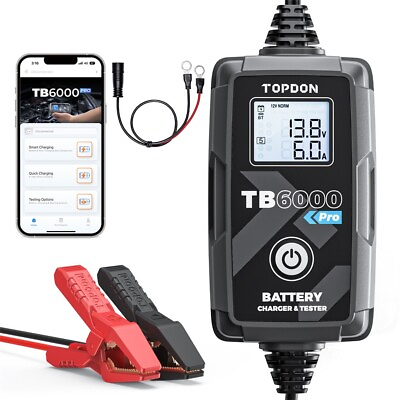 #ad Newest TOPDON TB6000Pro 6Amp 2 in 1 Car Battery Charger amp; Battery Tester 6V 12V $88.99