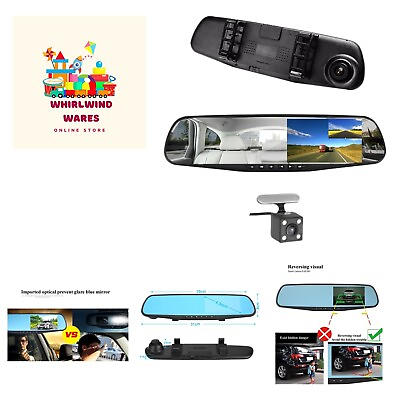 #ad Car DVR Rear View Mirror Video Recroder 4.3quot; inch Back Up Car Camera Dual Len... $53.99