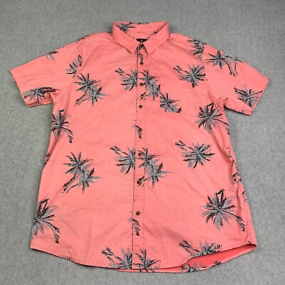 #ad Rip Curl Shirt Adult XL Pink Hawaiian Floral Button Up Short Sleeve Casual Mens $18.89