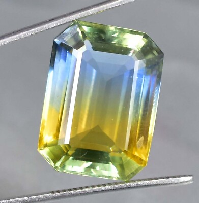 #ad 23.20 Ct Natural Bi Color Parti Sapphire Emerald Cut Loose Gem Certified 20x15MM $89.99