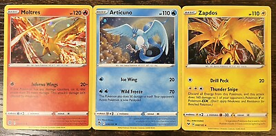 #ad Moltres Zapdos Articuno Cosmos Holo 3 Card Set Pokemon Cards $4.75