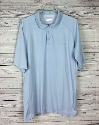 #ad Columbia Omni Freeze Advanced Cooling Blue Short Sleeve Polo Shirt Size XL $14.99
