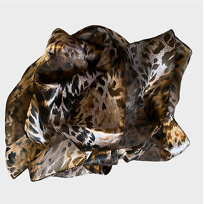 #ad Rectangle Satin Scarf Animal Print Brown White Black 56quot; x 13quot; $11.70