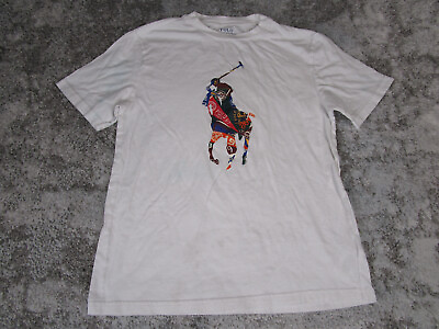 #ad Polo Ralph LaurenShirt Boys White Large 14 16 Big Pony Colorful Casual $12.49
