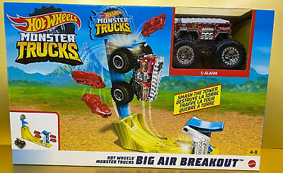 #ad New Hot Wheels Monster Trucks 5 Alarm Big Air Breakout Smash the Tower 4 8 yrs $17.99