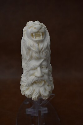 #ad Pirate And Lion Pipe New Block Meerschaum Handmade W Case#875 Unusual Carving $225.00