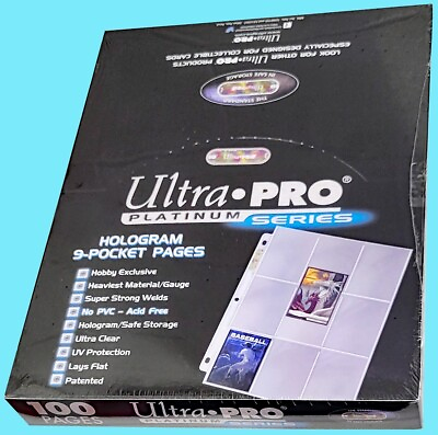 #ad 100 ULTRA PRO PLATINUM 9 POCKET Card Pages Sheets Protectors trading sports $28.99