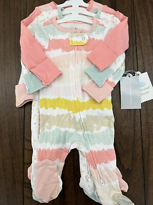 #ad Cloud Island Footed Sleepers 0 3M Long Sleeve With Inverted Zipper Baby Girl 3pk $9.99