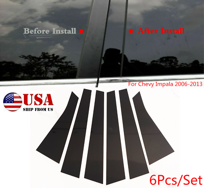 #ad 6Pcs Set For Chevy Impala 2006 2013 Door Cover Trim Kit Piano Black Pillar Posts $16.91