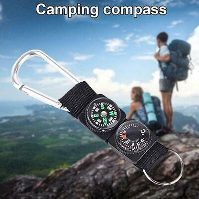 #ad Multifunction Camping w Keychain Compass Thermometer 3 in 1 Carabiner $1.38
