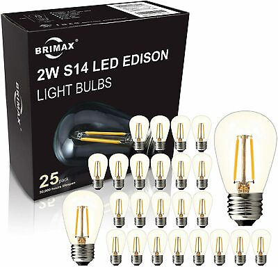 #ad E26 LED Replacement Light Bulbs 2W S14 Clear Globe Edison Bulb 2700K Warm White $12.08