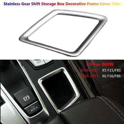 #ad Stainless Interior Gear Shift Knob Storage Box Cover Trim For BMW X5 F15 X6 F16 $16.14