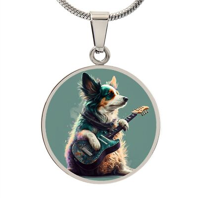 #ad Engrave able Dog Playing Guitar Necklace Personalized Gift for Music Dog Lovers $74.95