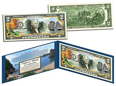 #ad VIETNAM * HA LONG BAY * Dragons Colorized US $2 Bill Legal Tender Lucky Money $13.95
