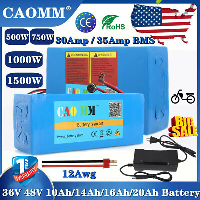 36V 48V 10Ah 14Ah 20Ah Lithium li ion Battery 500W 1500W ebike Electric Bicycles $155.69