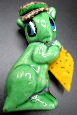 #ad ELZAC Green Ceramic Squirrel Critter Vintage Pin Brooch $89.99