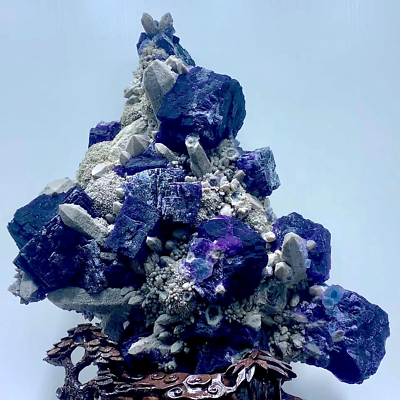 #ad 22.0LB Rare Transparent Purple Cube Fluorite Mineral Crystal Specimen China $22015.20