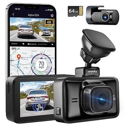 #ad D24 Dash Cam Front and Rear 4K 1080P with Free 64GB Card 5G WiFi Voice App C... $230.85
