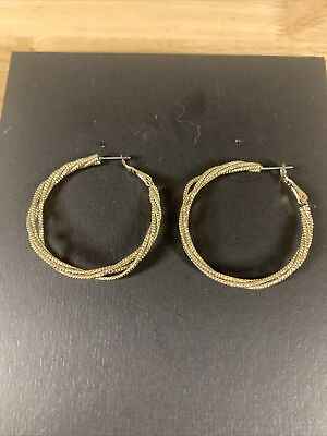 #ad Vintage Unique Yellow Gold twisted Hoop Earrings Women’s Fashion Jewelry $9.95