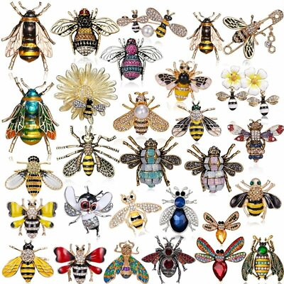 #ad Fashion Crystal Bee Insects Animals Enamel Brooch Pin Women Party Jewelry Gift C $3.39