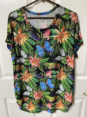 #ad Brightly Colored Butterflies Tropical Birds Blingy amp; Beautiful Size M EUC $24.99