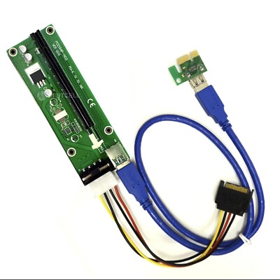 PCIe 4 Pin MOLEX PCI E 16x to 1x Powered Riser Adapter Card w 60cm USB 3.0  $12.30