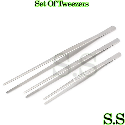 #ad 3 Pc Set Of TWEEZERS 8 Inch 10 Inch 12 Inch DS 1589 $10.99