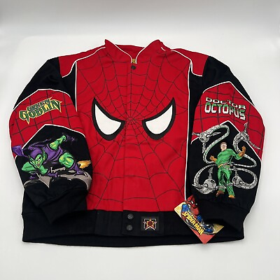 #ad VTG NOS 2010 JH Design Youth Spiderman Nascar Jacket Size 2XL Fits Mens Cropped $299.99