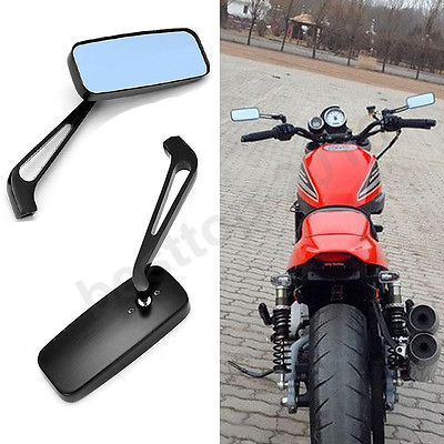 #ad Black 8mm 10mm Motorcycle Mirrors For Chopper Cruiser Bobber Cafe Racer Scooter $29.02