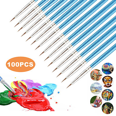 #ad 100Pcs Miniature Paint Brush Set Professional Brushes Fine Detail Art Nail Model $12.98